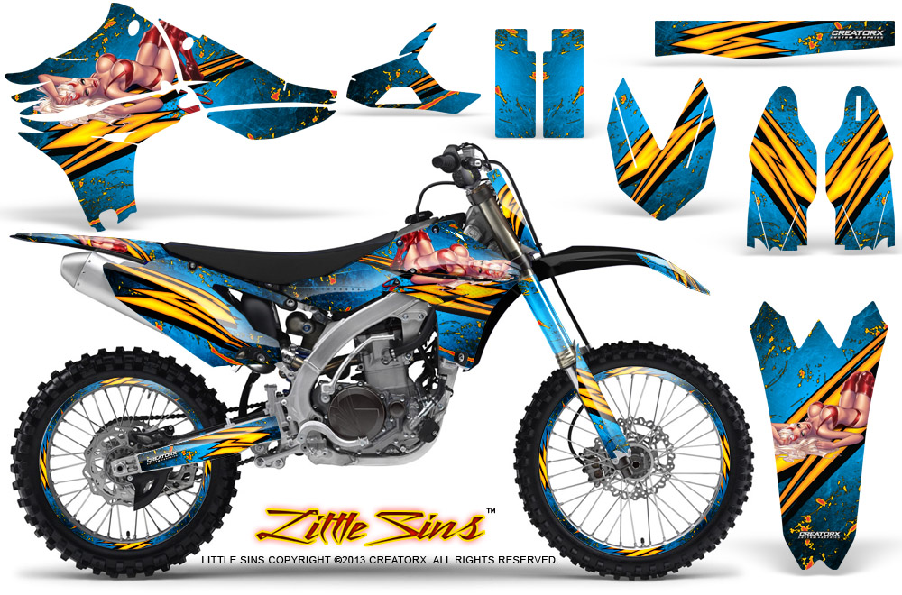 Yamaha YZ450F 2010 Graphics Kit Little Sins BlueIce NP Rims